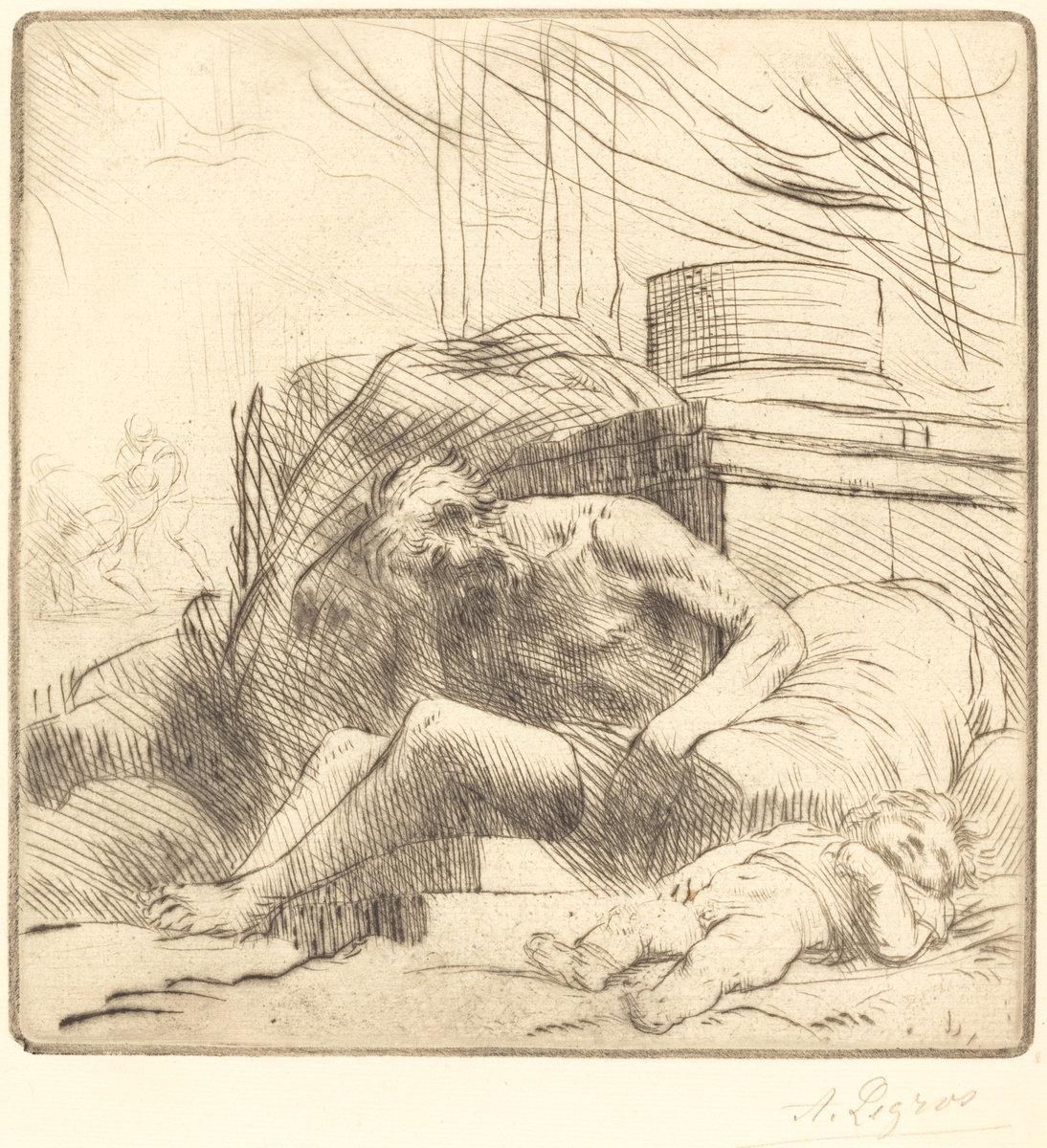 Alphonse Legros:Victim of a Fire (Victime d'un incendie),16x12"(A3) Poster