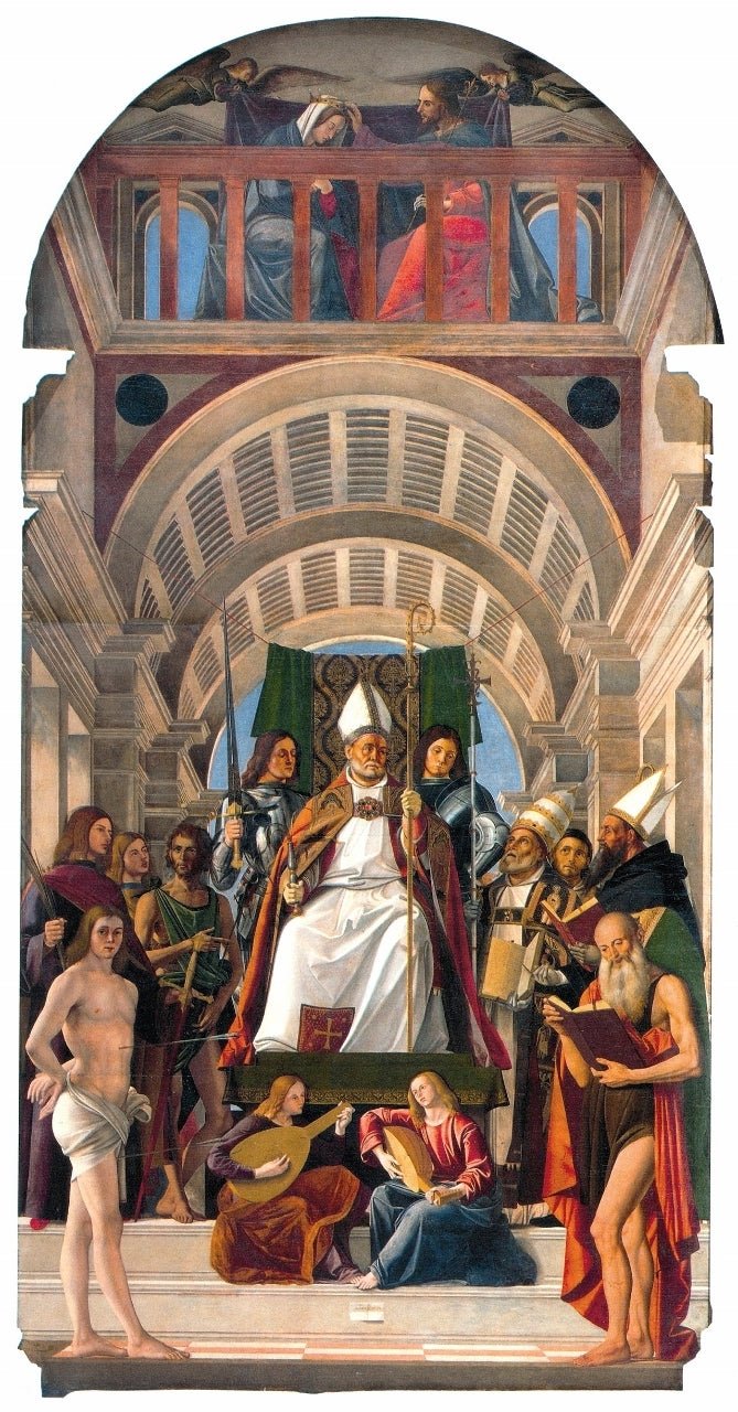 Altarpiece of Saint Ambrose, vintage artwork by Marco Basaiti, A3 (16x12") Poster Print