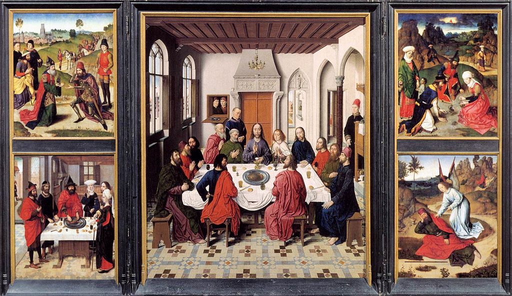 Altarpiece of the Holy Sacrament, vintage artwork by Dieric Bouts, A3 (16x12") Poster Print
