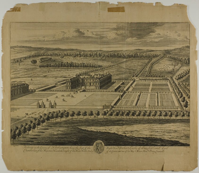 Althrop in the County of Northampton, plate 27 from Britannia Illustrata by Jan Kip (Dutch, c. 1653-1722), 23x16"( A2 size) Poster Print