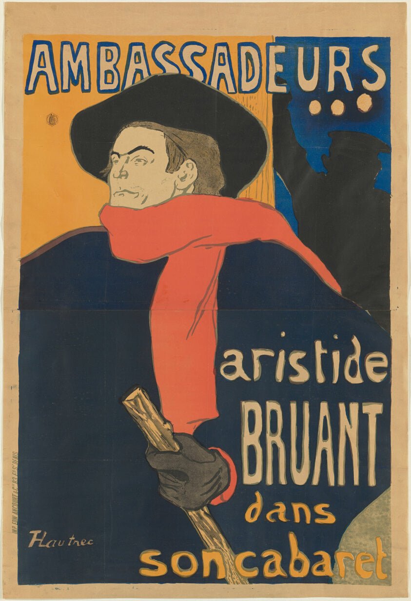 Ambassadeurs by Aristide Bruant by Henri de Toulouse-Lautrec, 23x16"( A2 size) Poster Print
