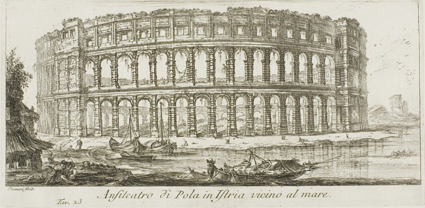 Ampitheater of Pola in Istria near the sea, plate 23 from Some Views of Triumphal Arches and other monuments by Giovanni Battista Piranesi, 23x16"( A2 size) Poster Print