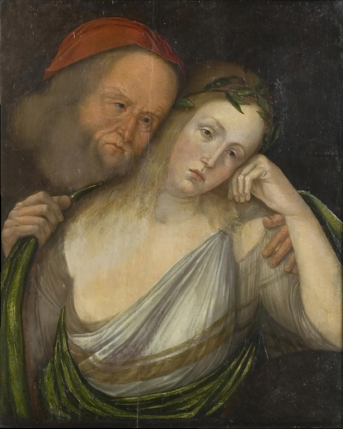 An Old Man and a Young Woman, vintage artwork by Jacopo de' Barbari, A3 (16x12") Poster Print