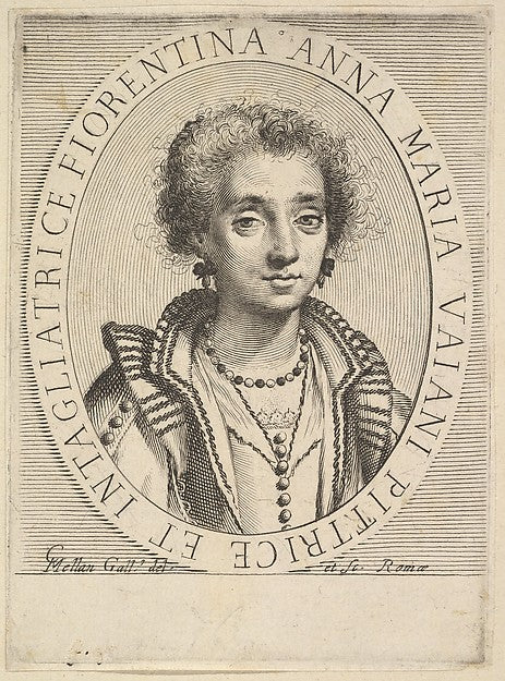 Anna Maria Vaiani 1624–36-Claude Mellan , vintage art, A3 (16x12") Poster Print