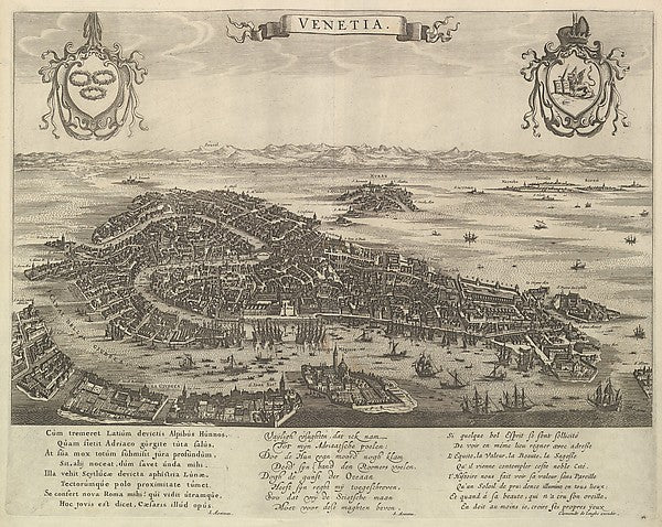 Anonymous, Dutch, 17th century:Map of Venice 17th century, vintage artwork, 16x12"(A3) Poster Print