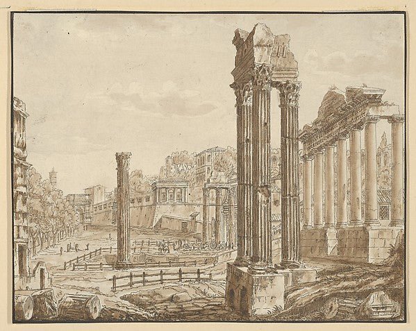 Anonymous, Italian, 17th century:Roman Forum , vintage artwork, 16x12"(A3) Poster Print