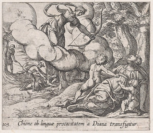 Antonio Tempesta:Plate 105: Diane Killing Chione from Ovid'-16x12"(A3) Poster