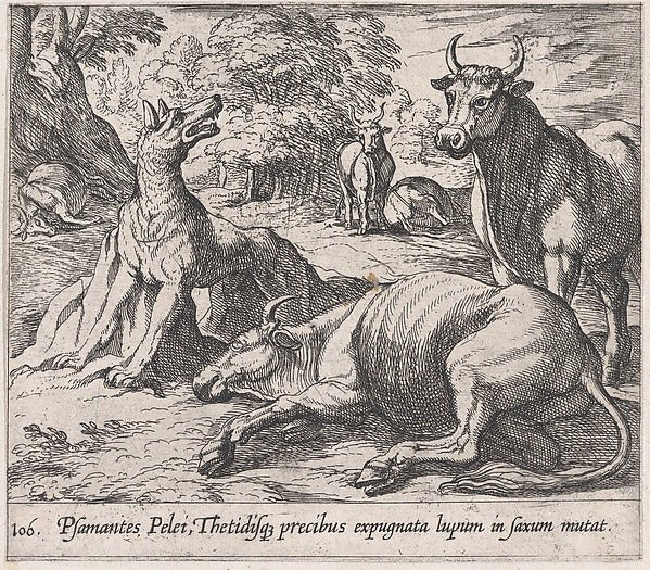 Antonio Tempesta:Plate 106: Peleus's Cattle ad the Sea Wolf-16x12"(A3) Poster