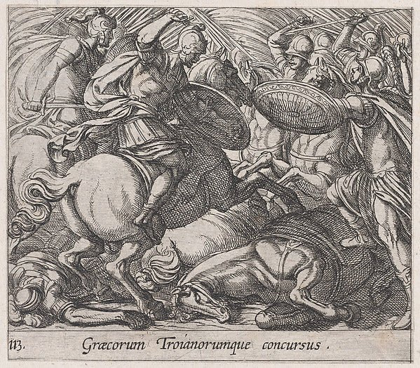 Antonio Tempesta:Plate 113: The Greeks Battling the Trojans-16x12"(A3) Poster