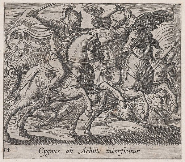 Antonio Tempesta:Plate 114: Achilles Battling Cygnus from O-16x12"(A3) Poster