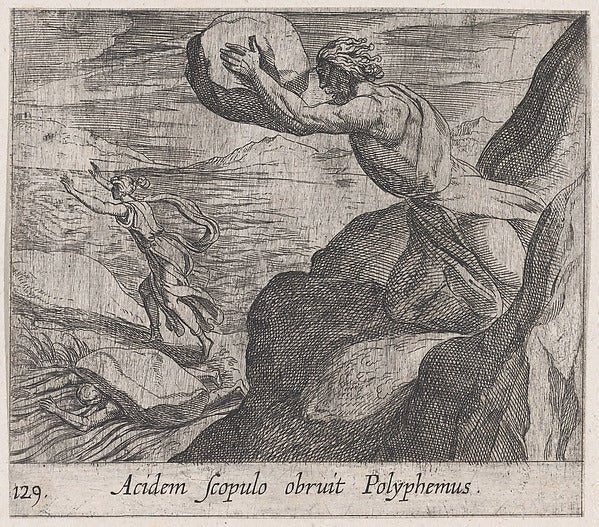 Antonio Tempesta:Plate 129: Acis Killed by Polyphemus from-16x12"(A3) Poster