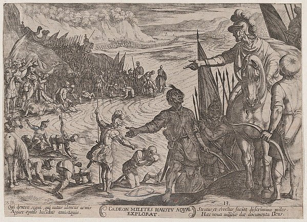 Antonio Tempesta:Plate 13: Gideon Choosing his Soldiers from-16x12"(A3) Poster