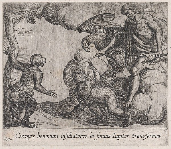 Antonio Tempesta:Plate 132: Jupiter Changing the Cercopians-16x12"(A3) Poster