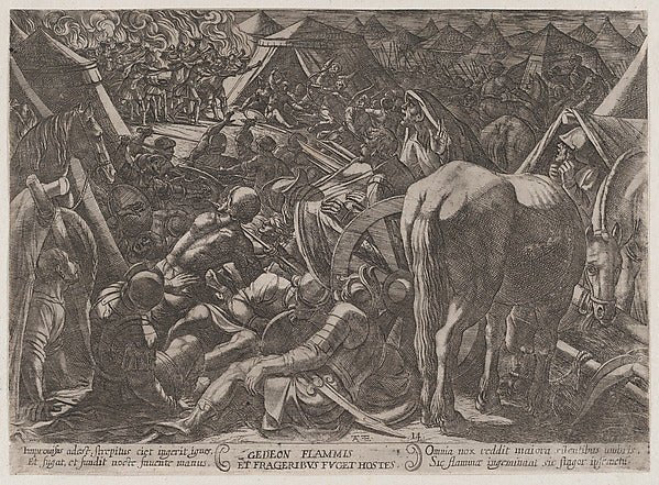 Antonio Tempesta:Plate 14: Gideon Terrorizing the Enemy Camp-16x12"(A3) Poster