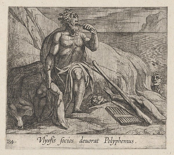 Antonio Tempesta:Plate 143: Polyphemus Eating Ulysses' Men a-16x12"(A3) Poster