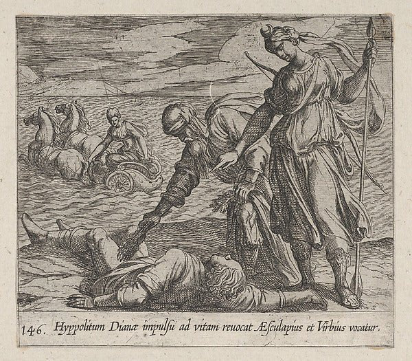 Antonio Tempesta:Plate 146: Hippolytus Saved from Death fro-16x12"(A3) Poster
