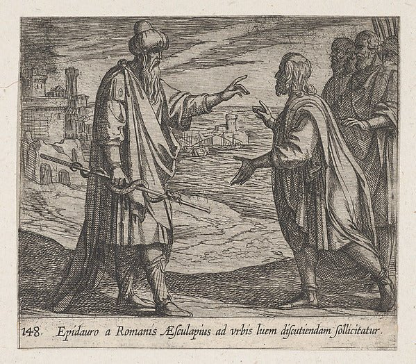 Antonio Tempesta:Plate 148: Aesculapius Speaking to the Roma-16x12"(A3) Poster