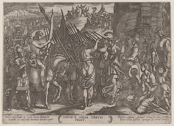 Antonio Tempesta:Plate 17: David Returning in Triumph with t-16x12"(A3) Poster