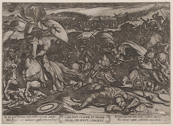 Antonio Tempesta:Plate 18: Saul's Suicide after His Defeat b-16x12"(A3) Poster