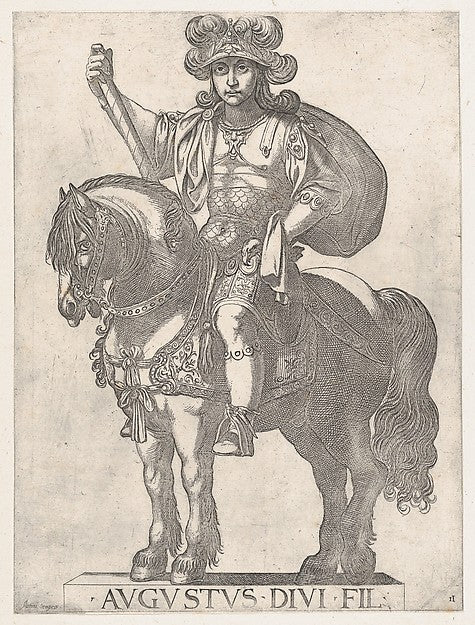 Antonio Tempesta:Plate 2: Emperor Augustus on Horseback from-16x12"(A3) Poster