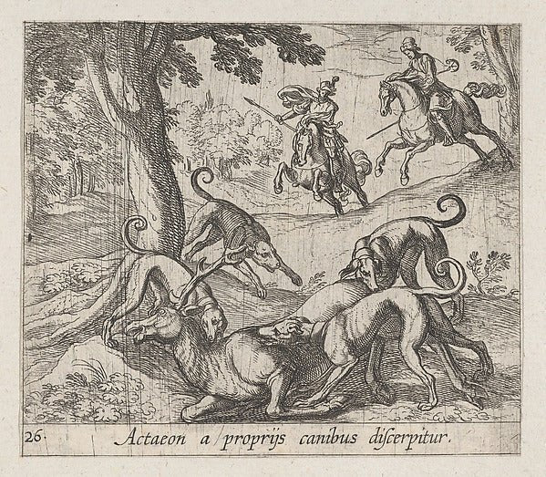 Antonio Tempesta:Plate 26: Actaeon Killed by His Dogs from-16x12"(A3) Poster