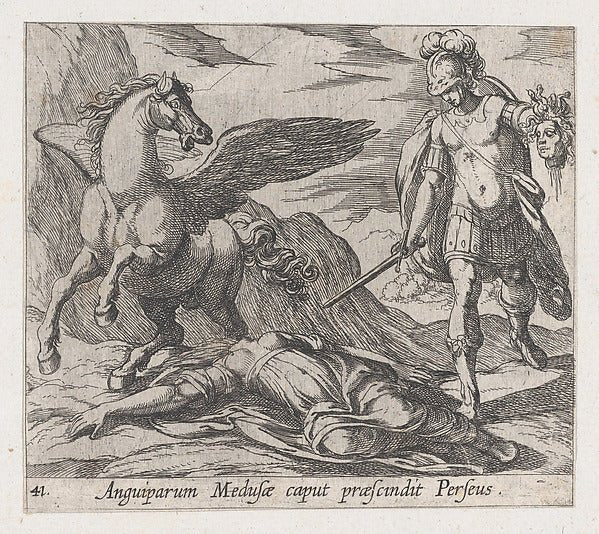 Antonio Tempesta:Plate 41: Perseus Killing Medusa from Ovid-16x12"(A3) Poster