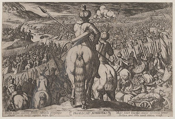 Antonio Tempesta:Plate 5: The Defeat of the Ethiopians from-16x12"(A3) Poster