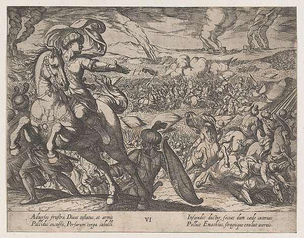 Antonio Tempesta:Plate 6: Darius Fleeing from the Battlefiel-16x12"(A3) Poster