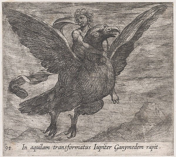Antonio Tempesta:Plate 94: Jupiter and Ganymede from Ovid's-16x12"(A3) Poster