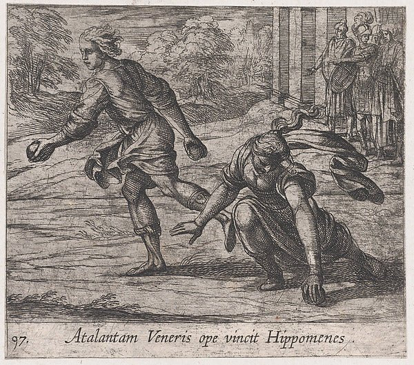 Antonio Tempesta:Plate 97: Hippomenes Winning the Race with-16x12"(A3) Poster