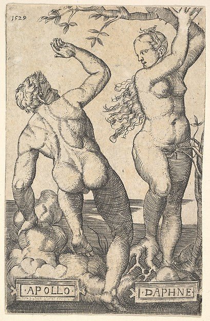 Apollo and Daphne n.d.-After Barthel Beham , vintage art, A3 (16x12") Poster Print