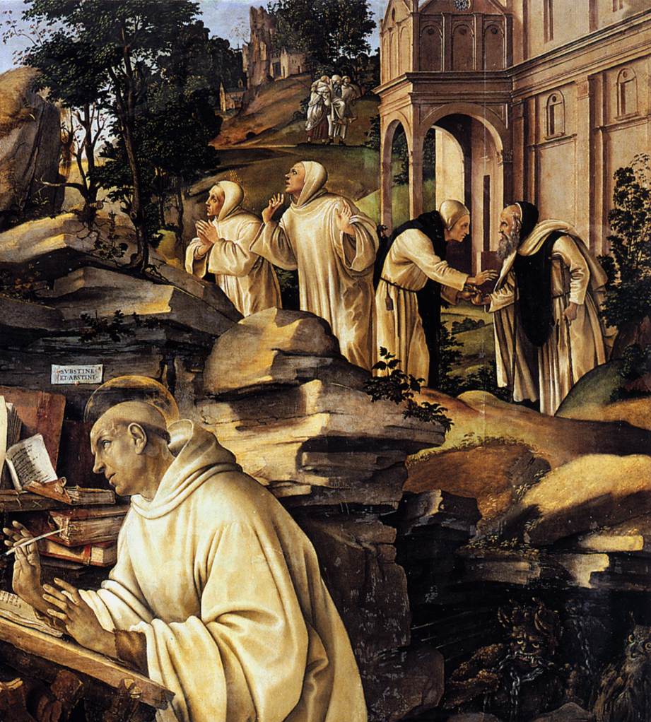 Apparition of The Virgin to St Bernard (detail), vintage artwork by Filippino Lippi, A3 (16x12") Poster Print