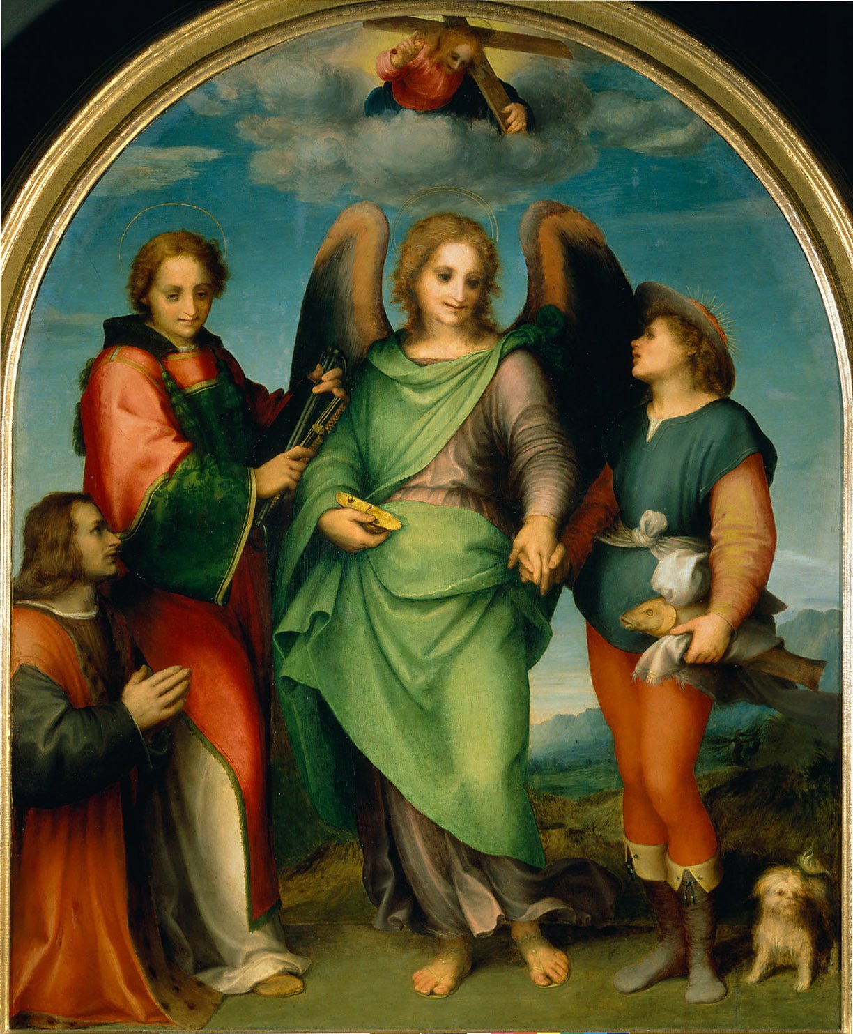 Archangel Raphael with Tobias, vintage artwork by Andrea del Sarto, A3 (16x12") Poster Print