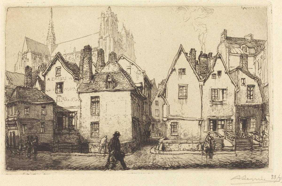 Auguste Lepère:Old Houses at Amiens (Vieilles maisons a Amie,16x12"(A3) Poster