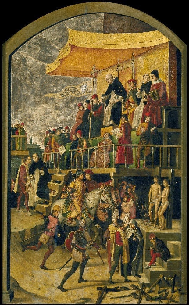 Auto de Fe Chaired by Saint Dominic de Guzman, vintage artwork by Pedro Berruguete, A3 (16x12") Poster Print