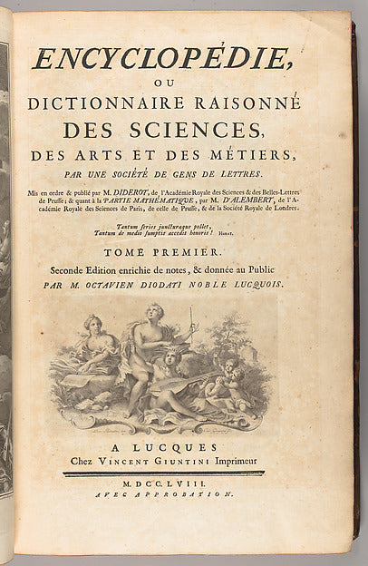 :Encyclopédie ou Dictionnaire raisonné des sciences des arts-16x12"(A3) Poster