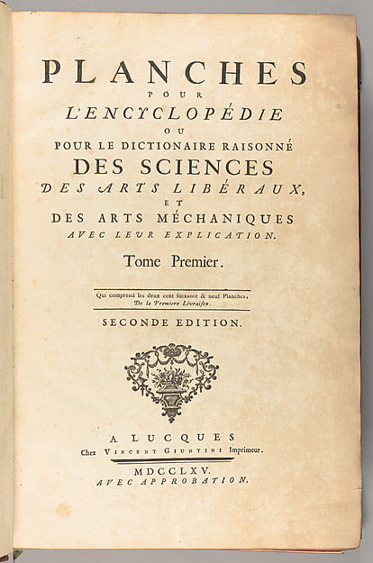 :Planches pour l'Encyclopédie ou pour le Dictionaire raisonn-16x12"(A3) Poster