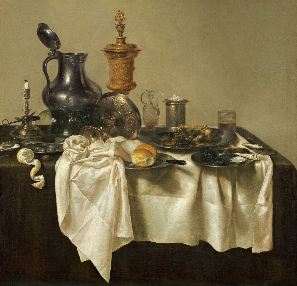 Banquet Piece with Mince Pie, vintage artwork by Willem Claesz. Heda, 12x8" (A4) Poster