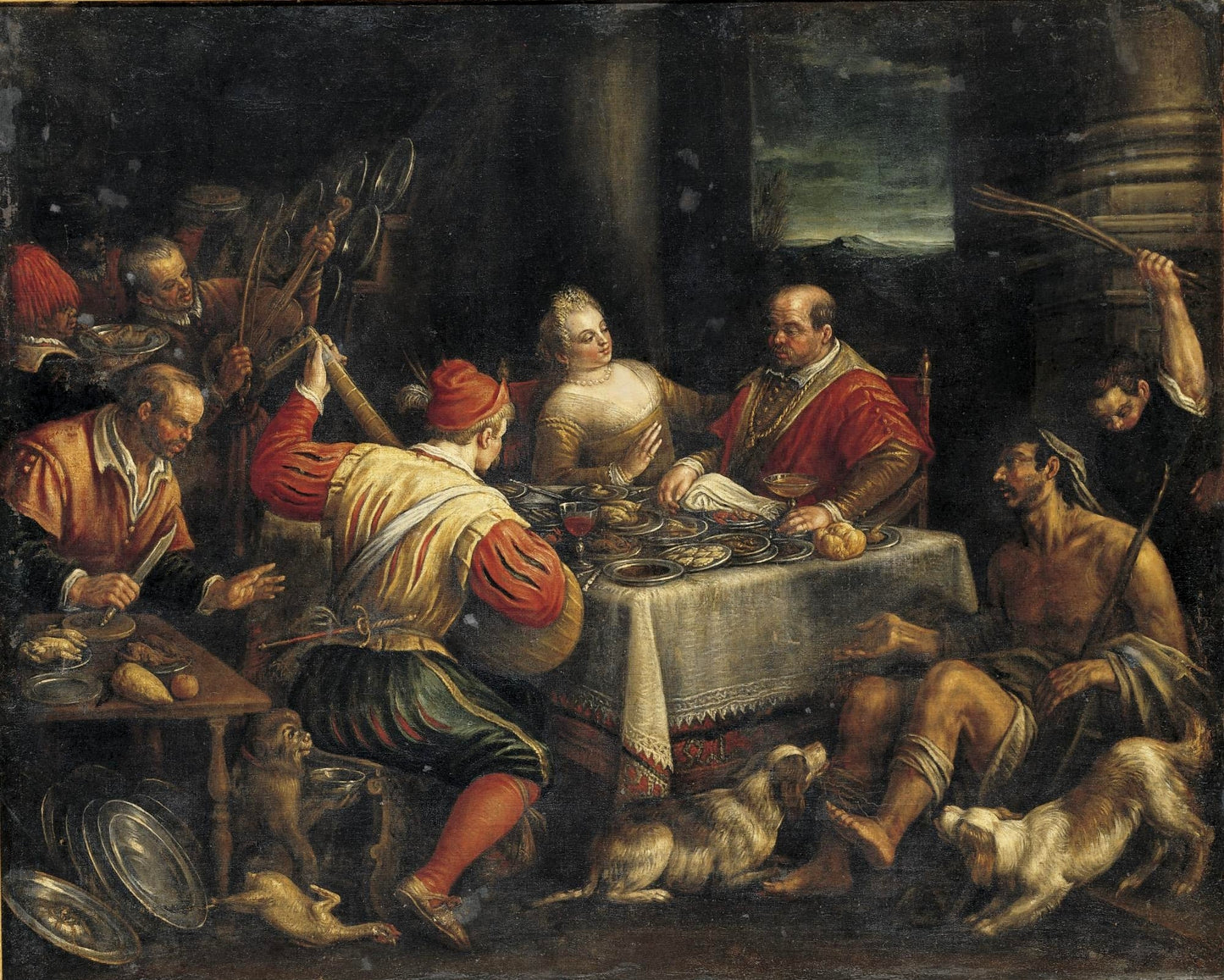 Banquet Scene, vintage artwork by Jacopo Bassano, A3 (16x12") Poster Print