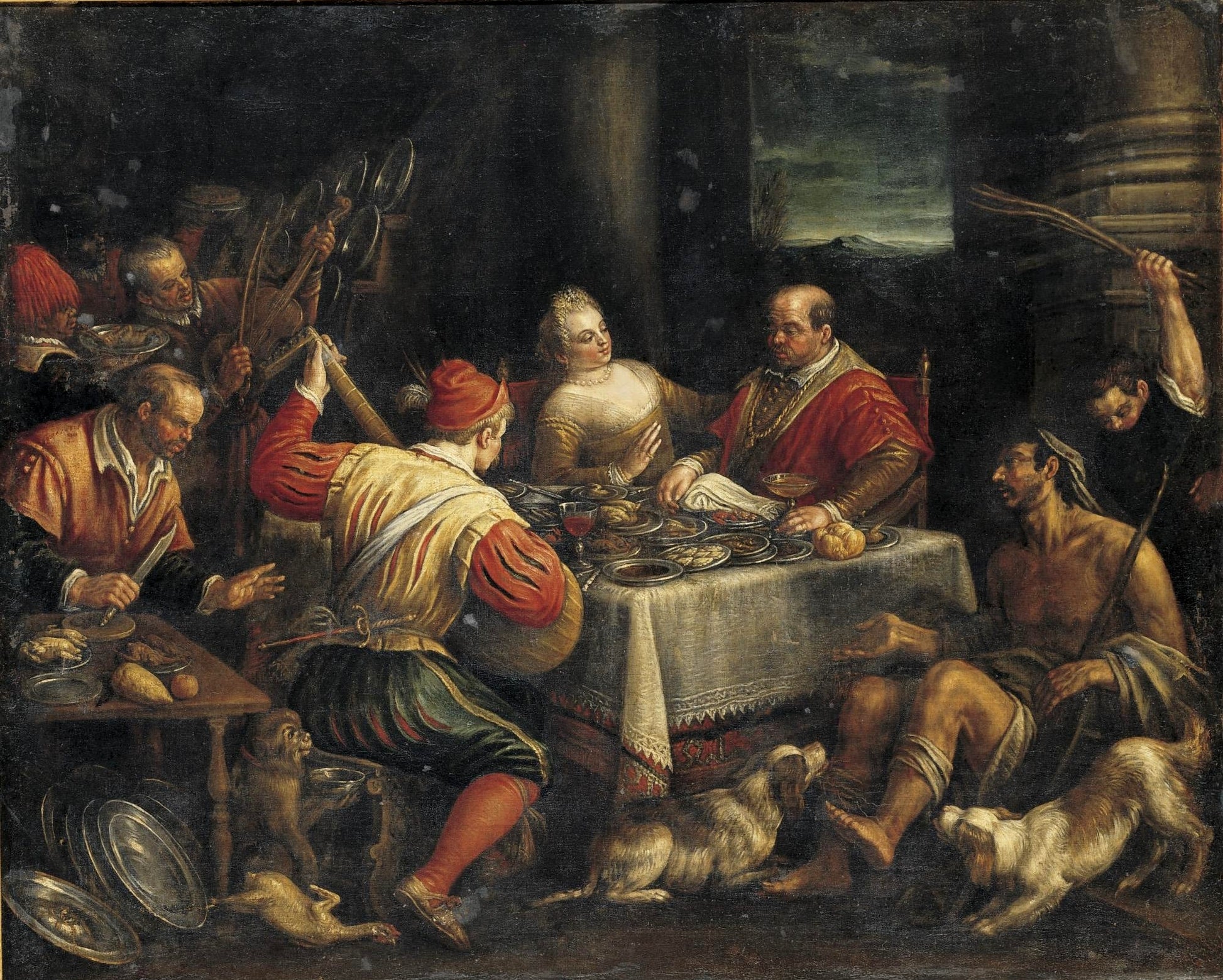 Banquet Scene, vintage artwork by Jacopo Bassano, A3 (16x12") Poster Print