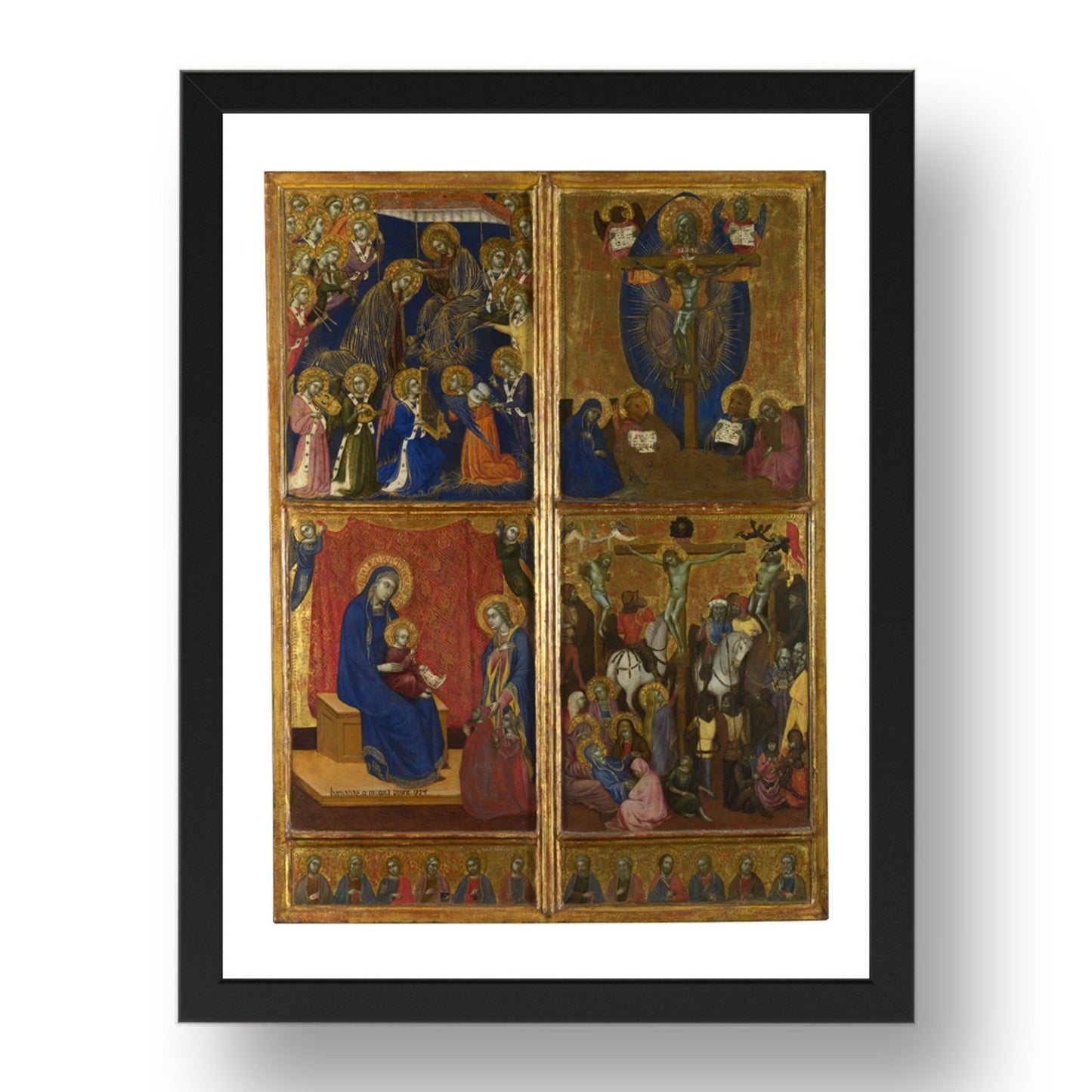 Barnaba da Modena: Scenes of the Virgin; The Trinity; The Crucifixion, Poster in 17x13"(A3) Frame