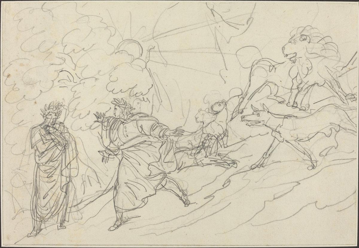 Bartolomeo Pinelli:Dante Flees the Wild Beasts and Meets Vir,16x12"(A3) Poster