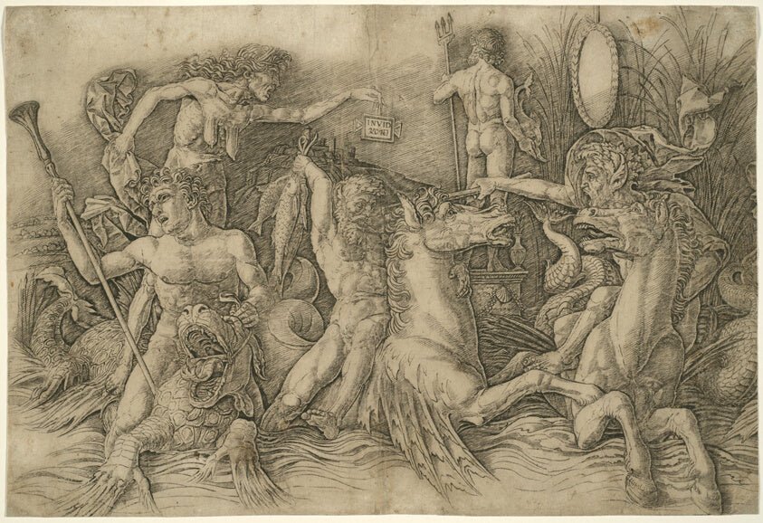 Battle of Sea-Gods, Left Half of a Frieze by Andrea Mantegna, 23x16"( A2 size) Poster Print