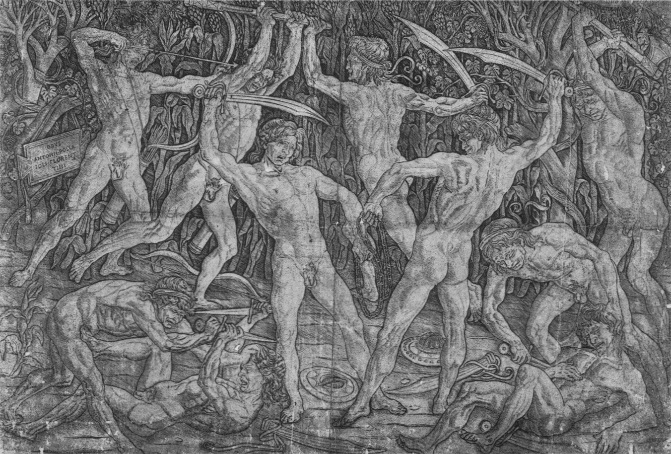 Battle of the Naked Men, vintage artwork by Antonio del Pollaiuolo, A3 (16x12") Poster Print