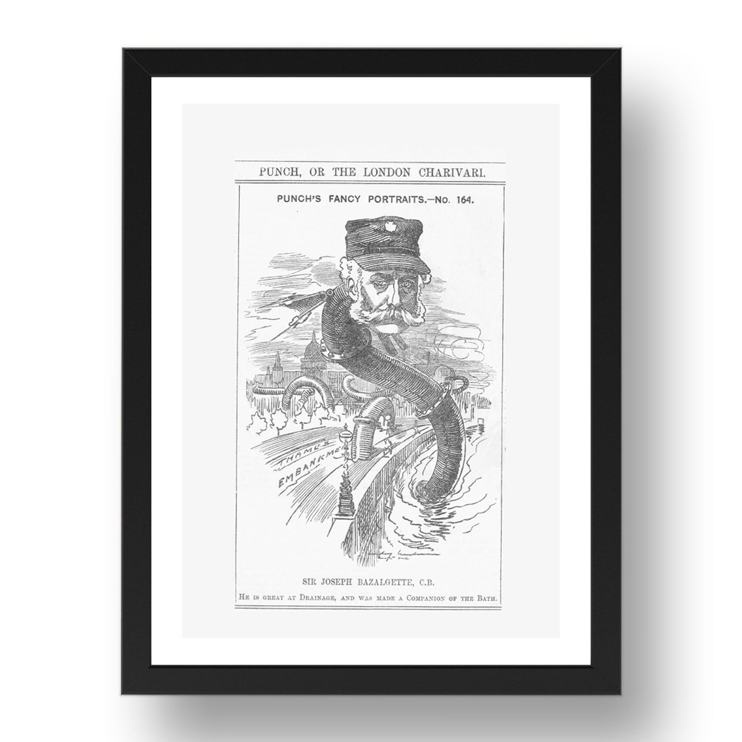 bazalgette1883 a4 bw, vintage historic poster in 17x13"(A3) Frame