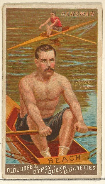 :Beach Oarsman from the Goodwin Champion series for Old Judge and Gypsy Queen Cigarettes 1888, vintage artwork, 16x12"(A3) Poster Print