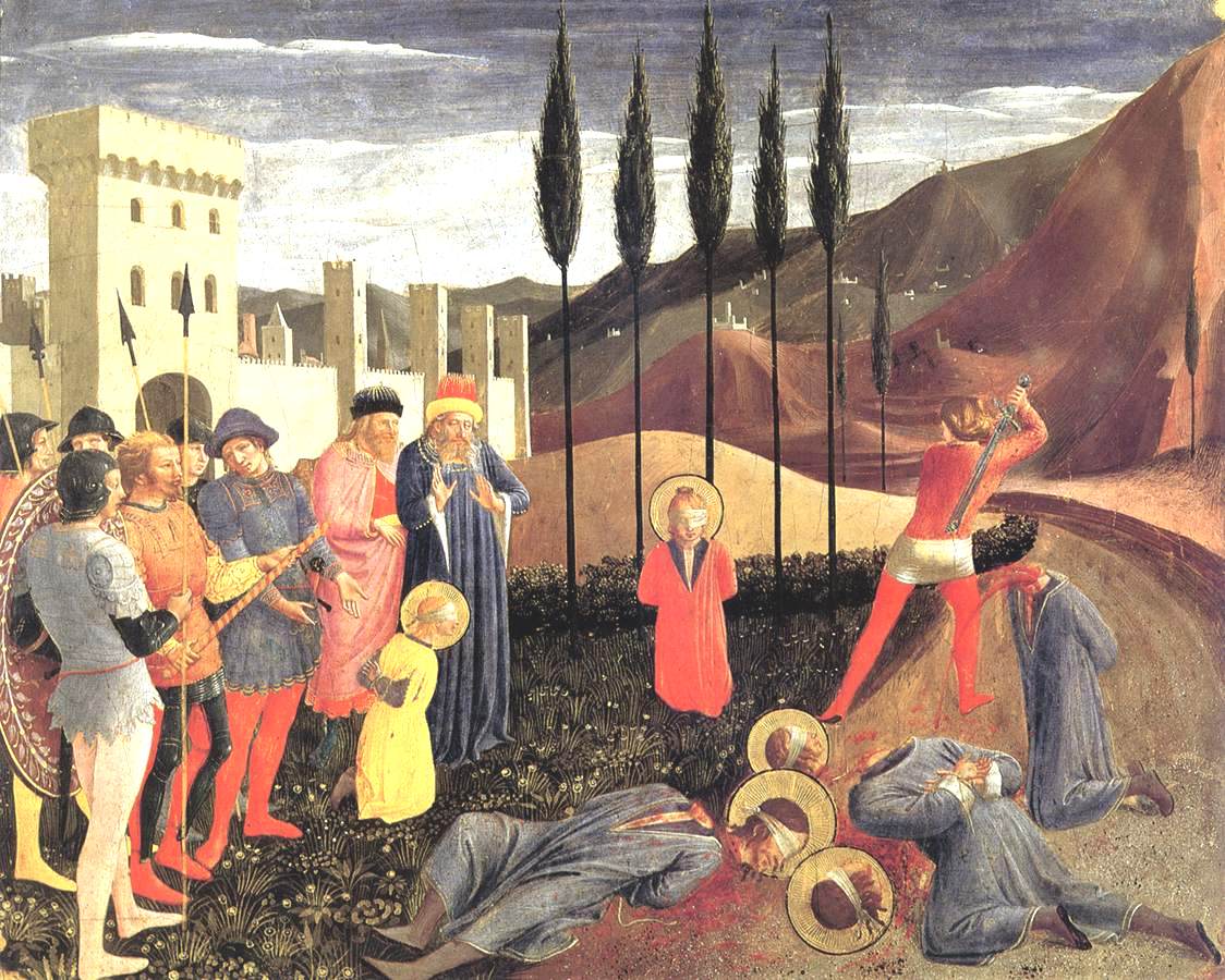 Beheading of Saint Cosmas and Saint Damian (San Marco Altarpiece), vintage artwork by Fra Angelico, A3 (16x12") Poster Print