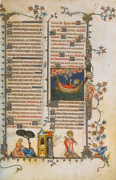 Belleville Breviary: Saint Peter & The Sacrament of Confirmation, vintage artwork by Jean Pucelle, 12x8" (A4) Poster