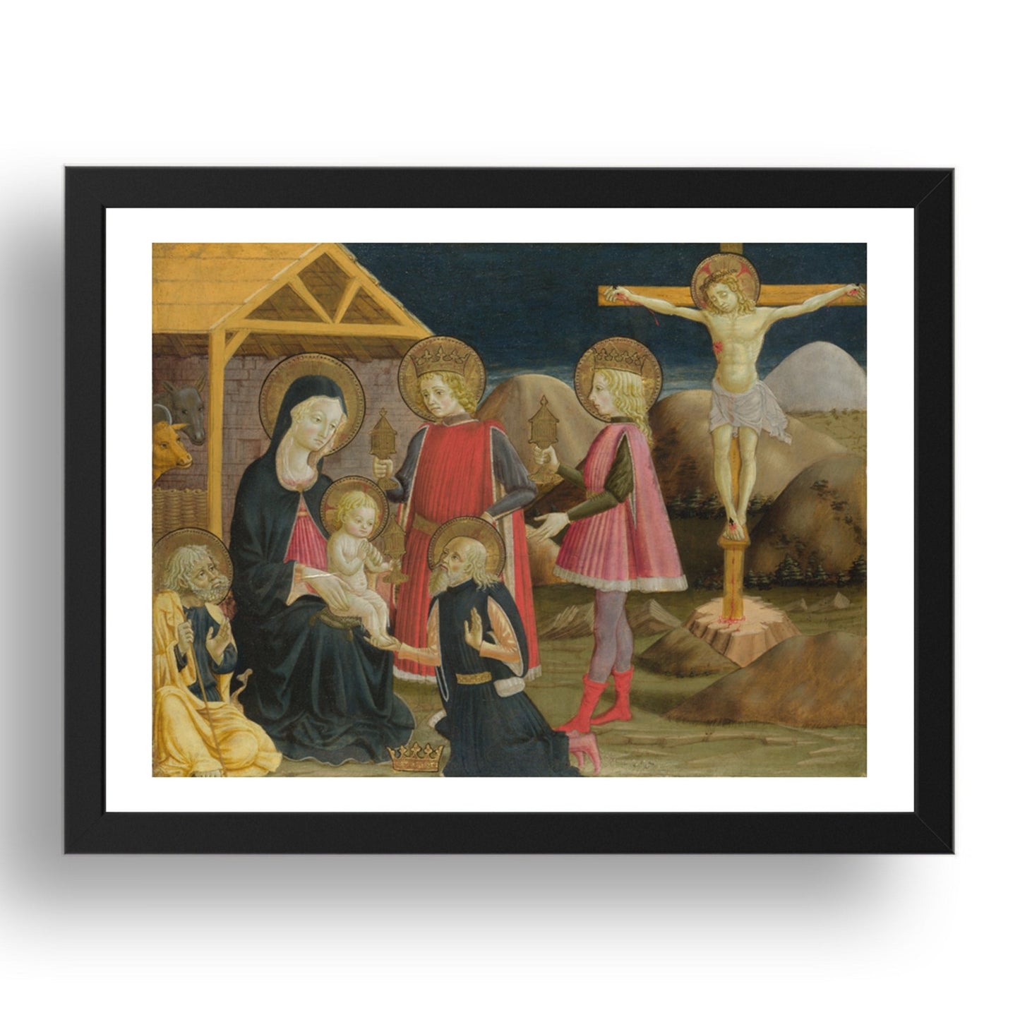 Benedetto Bonfigli: The Adoration of the Kings, and Christ on the Cross, Poster in 17x13"(A3) Frame