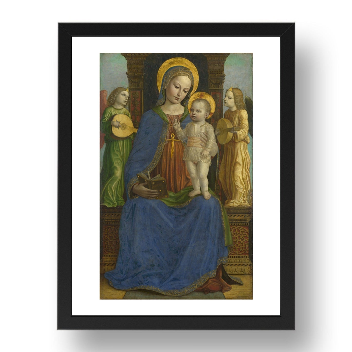 Bernardino Bergognone: The Virgin and Child with Two Angels, Poster in 17x13"(A3) Frame